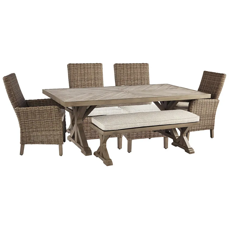 Beachcroft Outdoor Dining Table and 4 Chairs and Bench - Ashley®