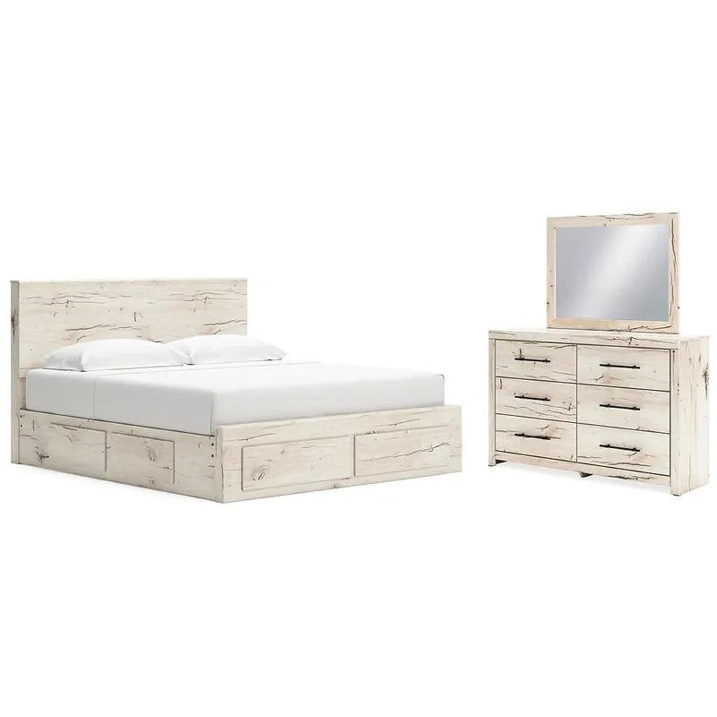 Lawroy King Panel Storage Bed, Dresser and Mirror - Signature Design by Ashley®