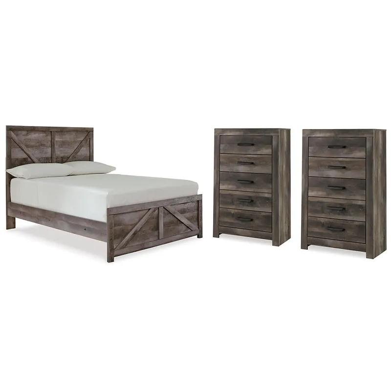 Wynnlow Full Crossbuck Panel Bed and 2 Chests - Signature Design by Ashley®