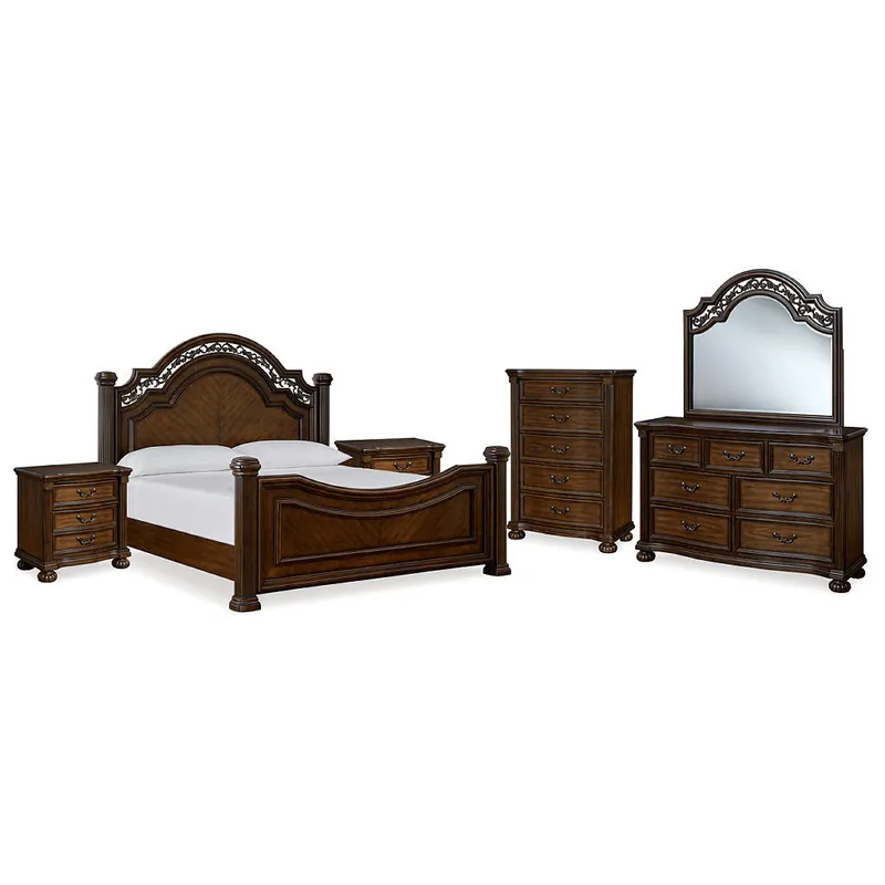 Lavinton King Poster Bed, Dresser, Mirror, Chest and 2 Nightstands - Signature Design by Ashley®