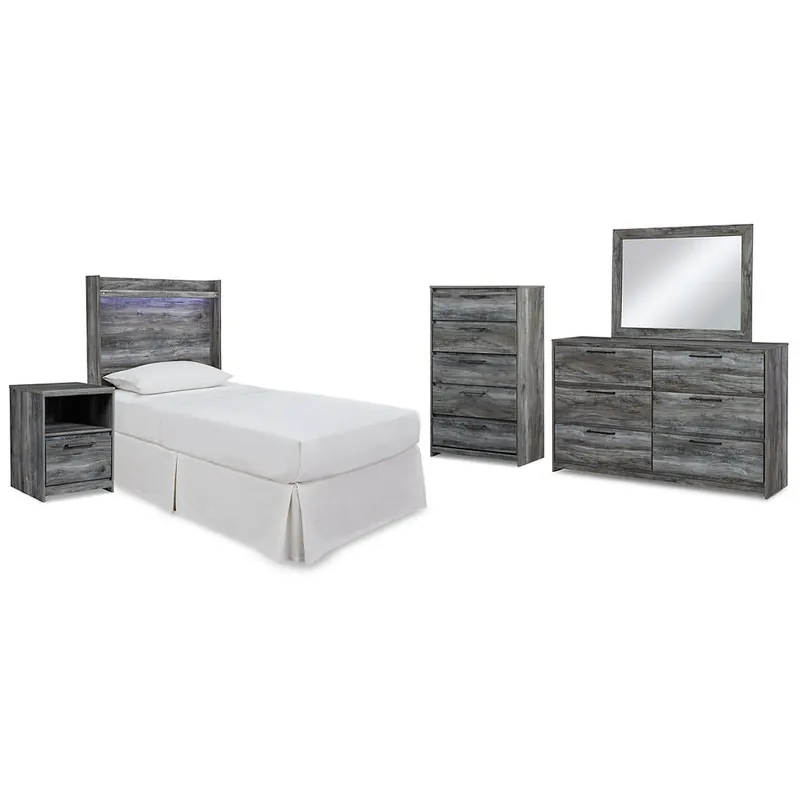 Baystorm Twin Panel Headboard Bed, Dresser, Mirror and Nightstand - Signature Design by Ashley®