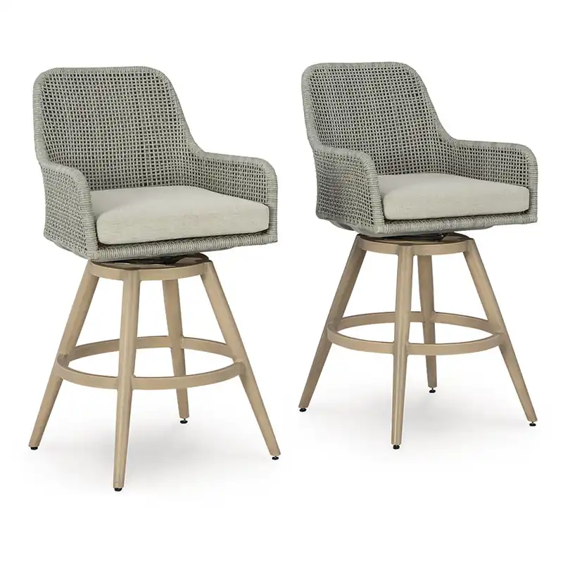 Seton Creek Outdoor Bar Height Barstool with Cushion (Set of 2) - Signature Design by Ashley®